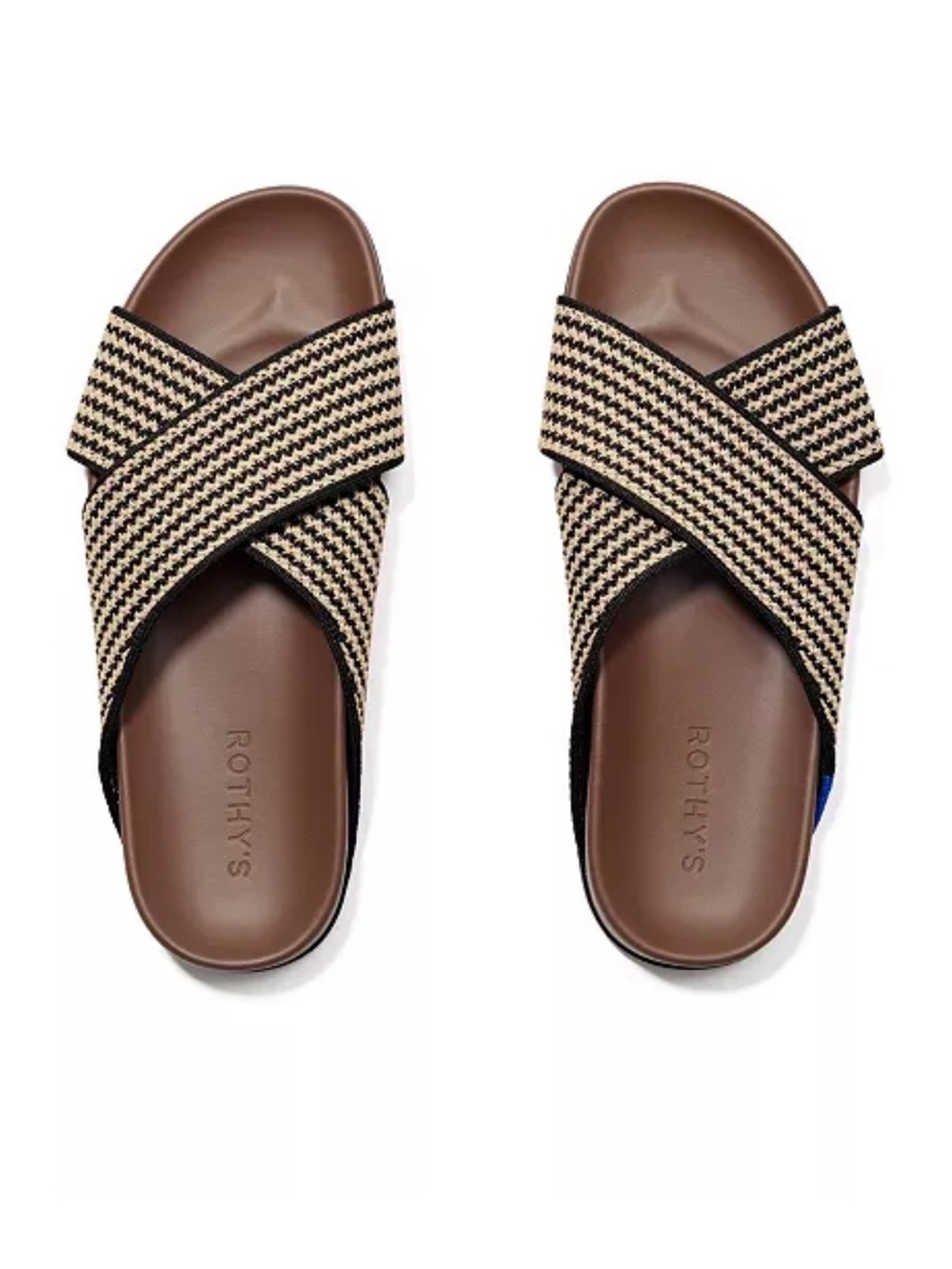 Rothy's Women's Tan and Black Weekend Slide Sandals (NWT)